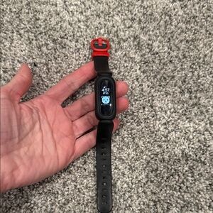Kids Fitbit Ace 3 Black Smartwatch with Red Highlights